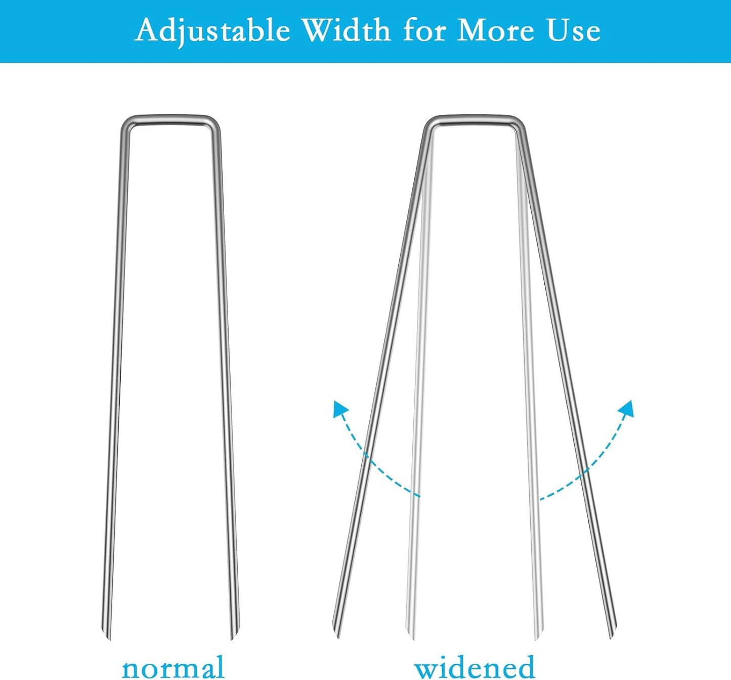RAOOKIF 12 Inch Galvanized Garden Landscape Staples, 20/50/100/200Pcs Garden Metal Stakes, 11 Gauge Heavy Duty Ground Stakes for Decoration, Fence and Lawn Use, Fabric Pins