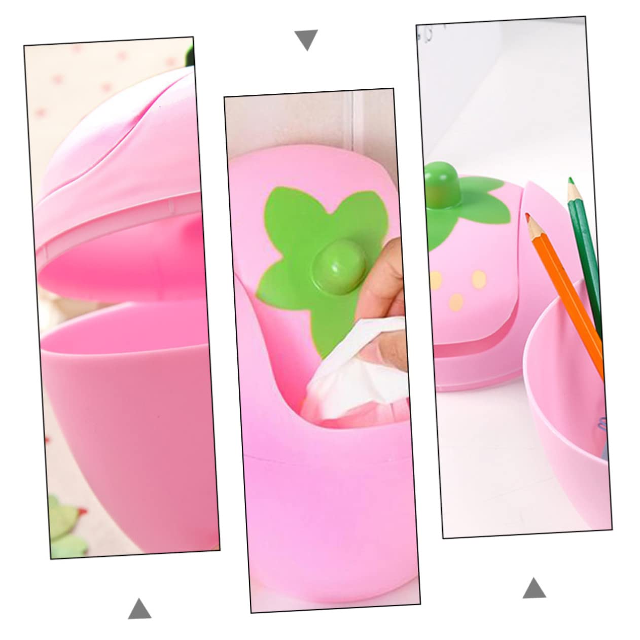 NUOBESTY Mini Desktop Trash can with Swing Lid 6.49X5.70X5.70In Compact Plastic Waste Bin for Office Car Kitchen Countertop
