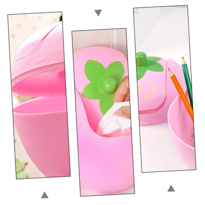 NUOBESTY Mini Desktop Trash can with Swing Lid 6.49X5.70X5.70In Compact Plastic Waste Bin for Office Car Kitchen Countertop