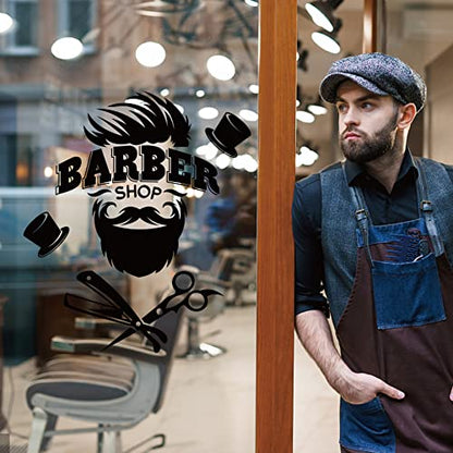 SUPERDANT Barber Shop Wall Sticker Black and White Hairdressing Theme Vinyl Wall Decor Barber Shop Decal Wallpaper Art Stickers for Home Bedroom Living Room Barber Shop Decorations 23.2x13.7in