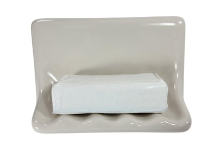 Beige Bone Almond Ceramic Soap Dish Shower Tray Tile in Installation Vintage Mid Century Modern Retro