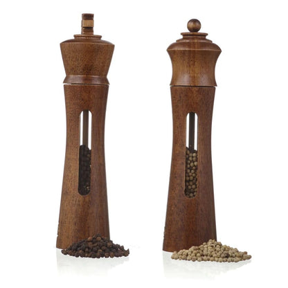 King & Queen Chess Piece Pepper Grinder, Set of 2 Salt and Pepper Grinder set Manual, Refillable Salt and Pepper Mills, Perfect Kitchen Decor, Essential Kitchen Gift for Chess Enthusiasts (9 Inch)