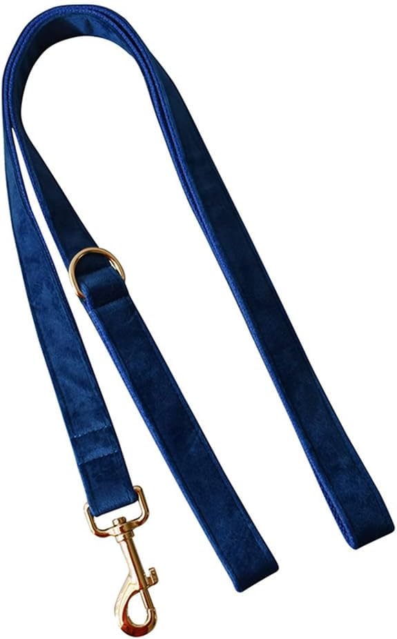Love Dream Velvet Dog Collar and Leash Set, Soft & Comfy Adjustable Dog Leash and Collar with Heavy Duty Metal Buckle for Small Medium Large Dogs Training & Walking (Medium, Royal Blue)