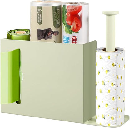 Picowe Wall Mount Kitchen Wrap Organizer Rack, Metal Aluminum Foil Organizer, Cabinet Storage Holder for Kitchen, Aluminum Foil, Cling Film, Paper Towel (White)