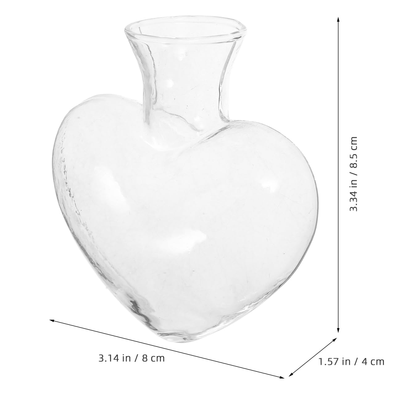 Cabilock Heart Shaped Glass Vase Clear Crystal Hydroponic Planter Glass Flower Pots Terrarium Flower Arrangement Planter Wishing Bottle for Home Garden Wedding Decoration