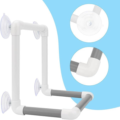Hypeety Bird Parrot Stand Perch Shower Perch Standing Toy Portable Suction Cup Parrot Bath Stands Suppllies Holder Platform Parakeet Window Wall Hanging Play (4 Suction Cups)
