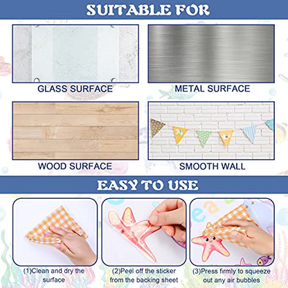 114 Piece Ocean Fish Wall Decals, Under The Sea Wall Decals - Under The Sea Fish & Jellyfish Removable Decor - Peel & Stick - for Kids, Baby, Bathroom, Bedroom, Living Room