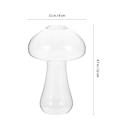 UPKOCH Mushroom Glass Vase Small 12x8cm Hydroponic Plant Terrarium Vase Decorative Glassware for Home and Office Desktop Flower Planter