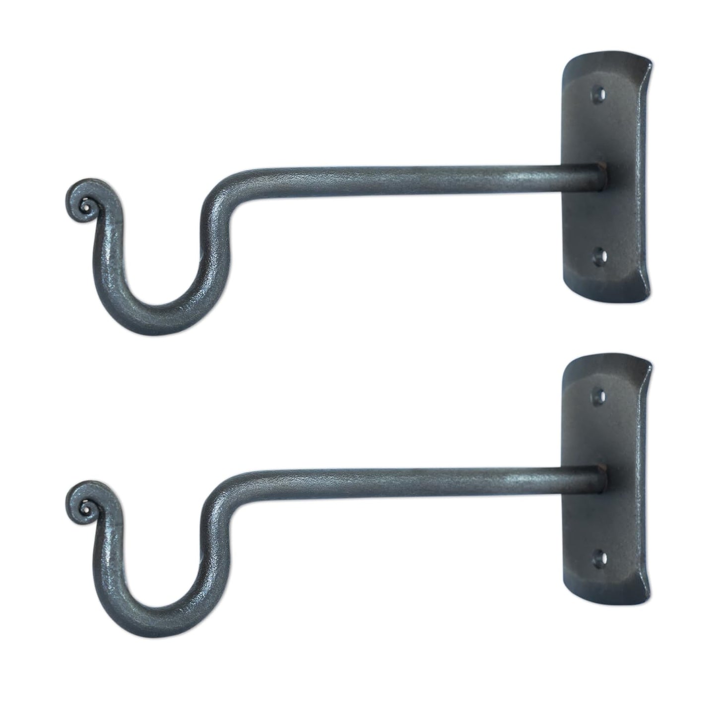 The Metal Magician 2Pc Plant Hangers Outdoor, Indoor, Wrought Iron Metal Hanger Indoor Hook, Heavy Duty Wall Bracket Hooks for Hanging Plants Baskets Lanterns Wind Chimes Black Swinging U-Shape