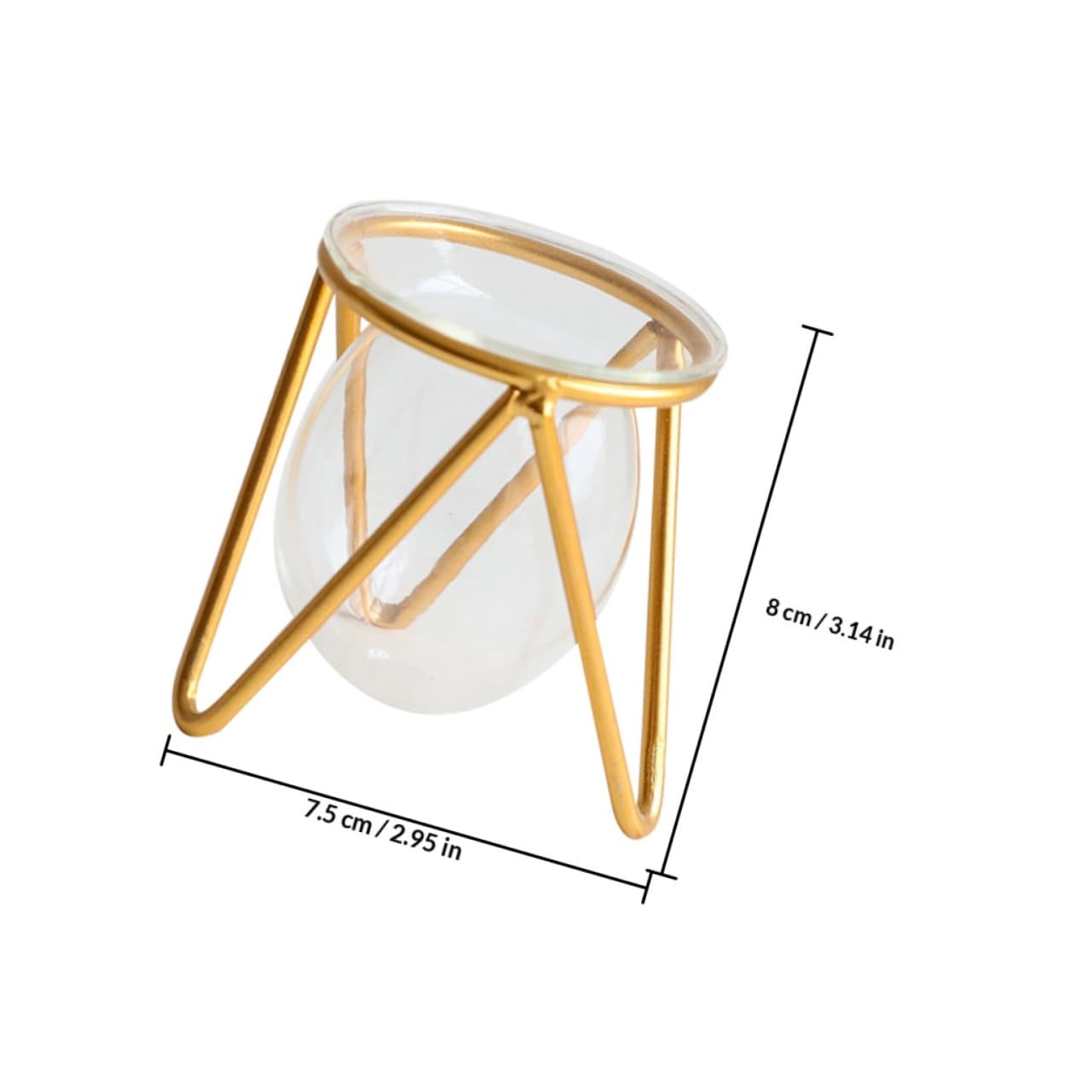 Homoyoyo Glass Planter with Gold Metal Stand, Decorative Hydroponic Vase Bulb for Desktop Plant Holder, Succulent Flower Arrangement Terrarium for Home and Office Décor