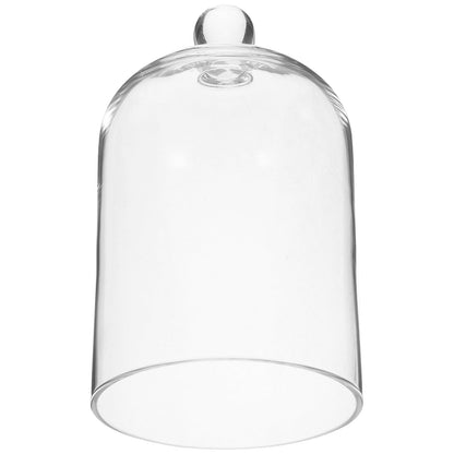 POPETPOP Glass Cloche Dome Bell Jar Display Case 9"" Clear Glass – Space-Saving for Shelf or Desk Display – for Plants, Collectible Figures, Candle Decor, Terrariums