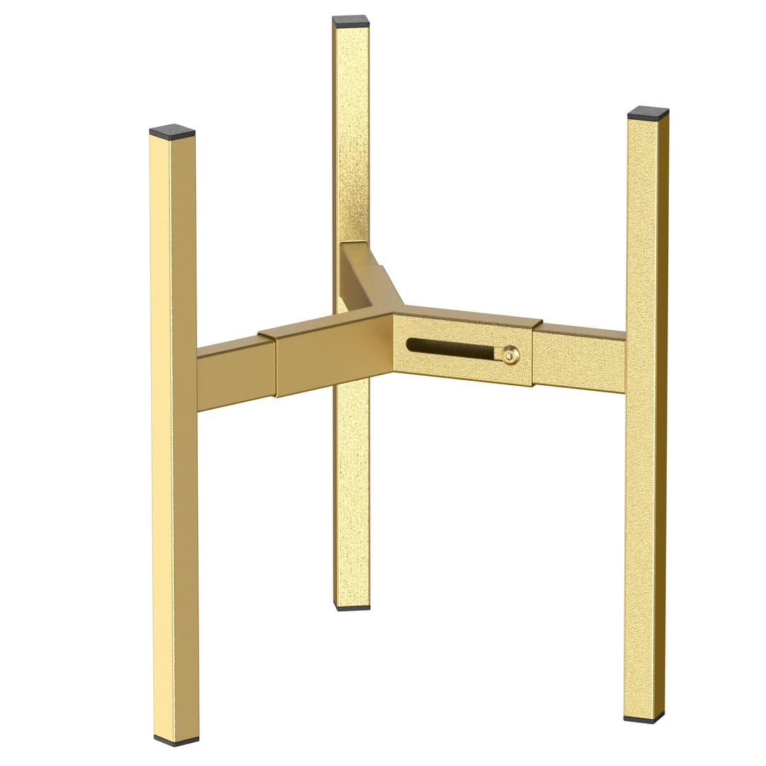 BSTMAI Metal Plant Stand, Adjustable Size Fits 10 12 13 14 15 16 Inches Large Planter Pot,Mid Century Expandable Plant Holder Indoor Outdoor Corner (HeavyGold-III, Fits all pots between 8" and 16")