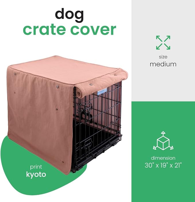 Molly Mutt Kyoto Dog Crate Cover, GOTS-Certified 100% Organic Cotton Canvas Cover for Dog or Puppy Kennel and Cage, Washable, Free of Harmful Chemicals, Medium/Large, Fits 30"x19"x21" Crate
