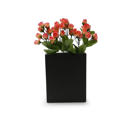 WGV Rectangle Block Ceramic Vase 8" x 2.5" x 10"H Black Tall Narrow Planter Terrarium Floral Centerpiece for Wedding Event Home Decor 1 Piece