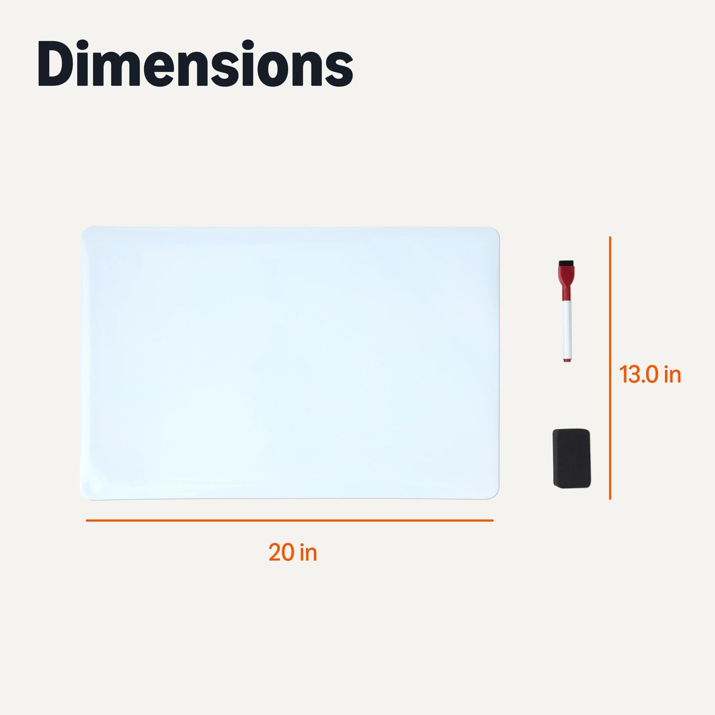 Amazon Basics Magnetic Dry Erase Board for Fridge, Whiteboard Sheet, 20" x 13", with 2 Markers and Eraser