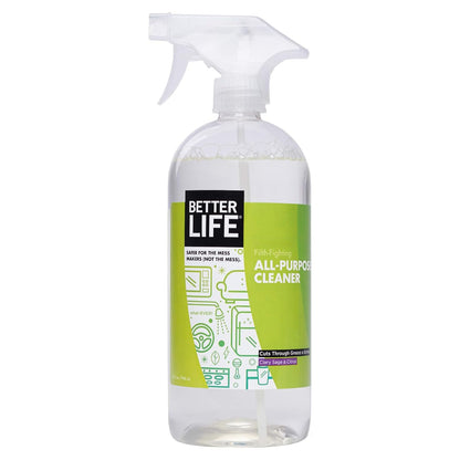 Better Life All Purpose Cleaner - Multipurpose Home and Kitchen Cleaning Spray for Glass, Countertops, Appliances, Upholstery & More - Multi-surface Spray Cleaner - 32oz (Pack of 2) Unscented