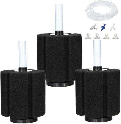 Bio Sponge Filter for Betta Fry Aquarium Fish Tank Up to 60 Gallon Each, 3-Pack (L)