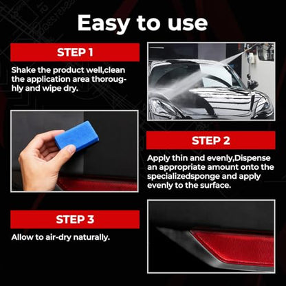 Plastic Restorer Back to Black Plastic Restorer for Cars, Rubber, Vinyl, Trim Coat Car Care, Refreshes Shiny Ceramic Coating Automotive Exterior & Interior Trim Polish Kit with Foam Applicator, 30ml