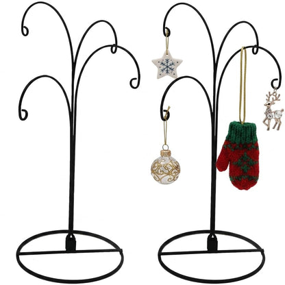 HOHIYA Ornament Display Stand 12 Inch 2 Pack 4-Arm Metal Ornament Holder for Christmas Decorations Crystal Ball Hanging Ornaments Jewelry Display Stand Black
