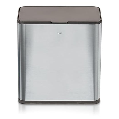 Glad Roomate Stainless Steel Under Counter Waste Bin with Clorox Odor Protection | Space Saving Dual Lid Small Trash Can for Kitchen Cabinet, Bathroom or Office, 1.5 Gallon (6L)