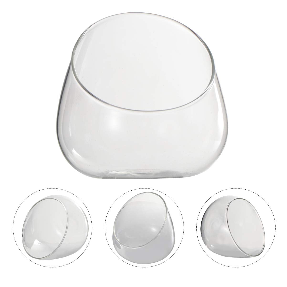 Cabilock Clear Slant Cut Bubble Bowl Glass Vase Bowl Round Globe Planter Terrarium Orb Candy Dish Fruit Jar Floral Container for Home Office Decor