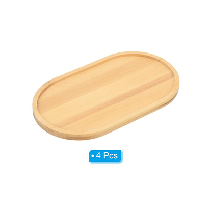 PATIKIL Plant Pot Saucer 7x4 Inch, 4 Pack Bamboo Oval Flower Drip Tray for Home Indoor