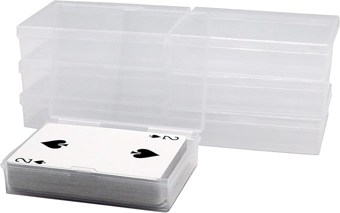 SOSOHOME 6 Pack Playing Card Deck Boxes Fits Baseball Trading Cards, Gaming Cards, Empty Plastic Storage Box, Snaps Closed