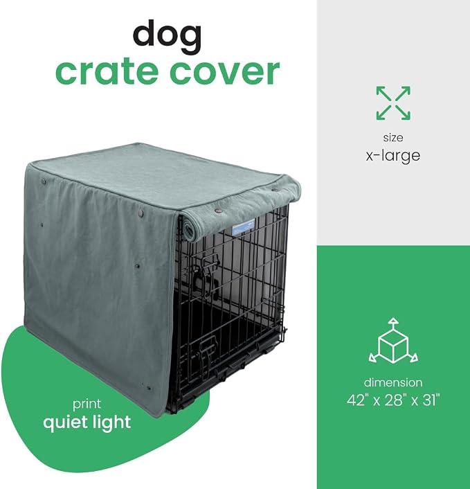 Molly Mutt Quiet Light Dog Crate Cover, GOTS-Certified 100% Organic Cotton Canvas Cover for Dog or Puppy Kennel and Cage, Washable, Free of Harmful Chemicals, X-Large, Fits 42"x28"x31" Crate