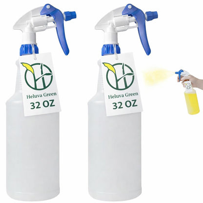Heavy Duty 32oz Plastic Spray Bottles for Cleaning - Large Empty Industrial Bottles for Gardening Solutions, Vinegar, Chemicals, Professional Cleaners - Adjustable Sprayer Nozzle - Blue 2 Pack