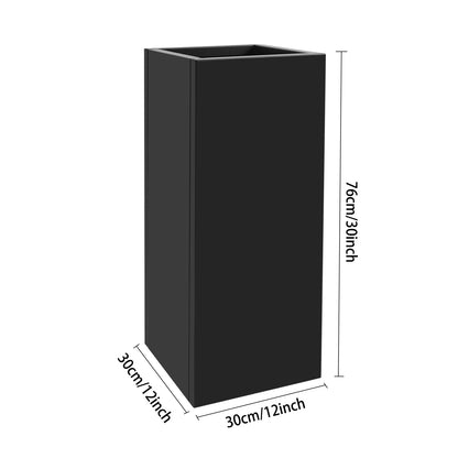 Pinelicorn Black Rectangular Planter with Removable Insert Shelf 12" L x12 W x 30" H, Cube Metal Planters Pot with Drainage Holes, Heavy Duty Steel Flower Pots for Patio, Yard, Garden