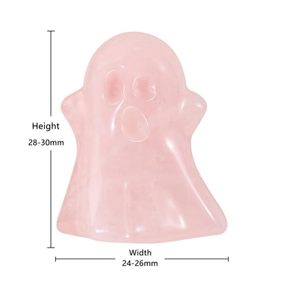 Rockcloud 2 PCS Crystal Stone Rose Quartz Ghost Pocket Stones Halloween Figurine Ghost Statue Ornament Party Decoration Supplies