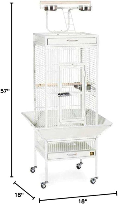 Prevue Pet Products Wrought Iron Select Bird Cage - Steel Cage with Rolling Stand and Seed Guards, Tall Vertical Design, Ideal for Cockatiels and Medium Birds - Chalk White