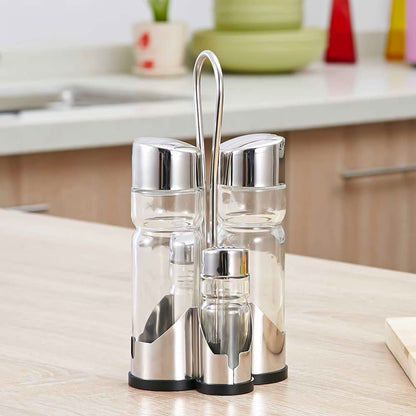Seasoning Bottle Set, Multi purpose Oil Vinegar Salt Shakers with Stainless Steel, Suitable for Kitchen, Restaurant, Bar