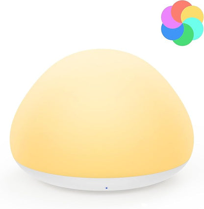 Baby Night Light for Nursery, Soft Silicone Tap Control Night Lamp with 8 Color Changing, Stepless Dimming, Rechargeable Portable Night Light for Kids, 1H-Timer, Warm Light for Breastfeeding