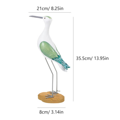 HEALLILY 2pcs Coastal Decor Wooden Seagull Figurine Bird Statue Nautical Coastal Ocean Home Decoration Green