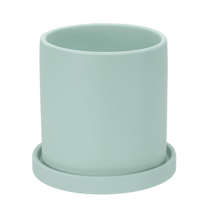 PATIKIL 5 Inch Ceramic Plant Pots, Modern Flower Planters with Drainage Holes and Tray for Decorate Home Indoor Plants Succulent Herb, Blue