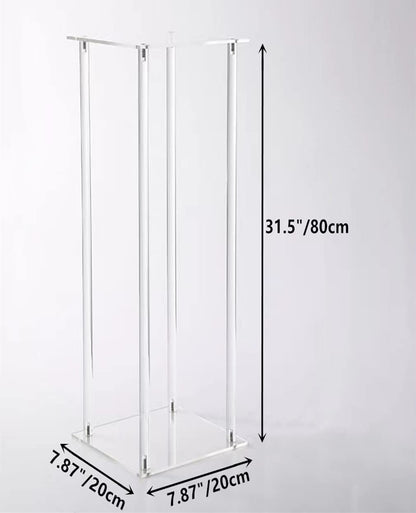 10 Pcs Wedding Centerpieces Acrylic Vases Clear Column Flower Vase Stands 7.87'' x 7.87'' x 31.5'' Rectangular Flower Display Table Stands for Wedding Party Events Reception Table Decor