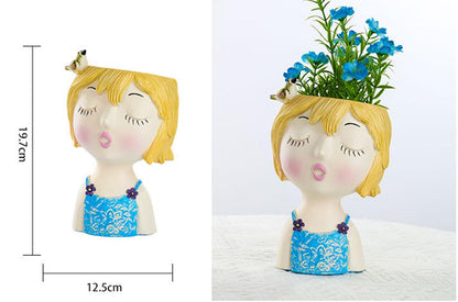 WLDOCA Face Planters Pots Head Planter, Plant Pots with Heads for Plants, Lady Statue Plant Pot, Unique Flower Pots with Drainage, Thinking Women Statue, Boho Vase, Cute Vases Home Decor Gift,A