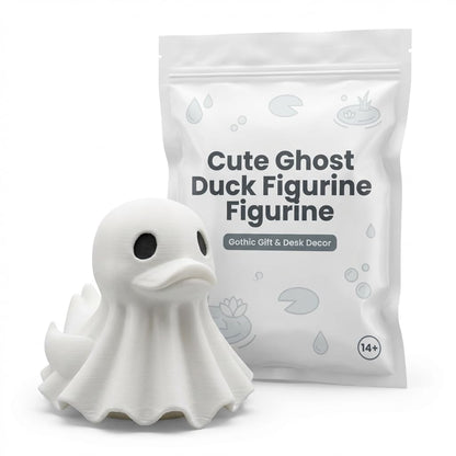 Ghost Duck Figurine for Adult Collectors and Halloween Fans - Spooky Gothic Desk Decor Collectible - 3D Printed in Canada