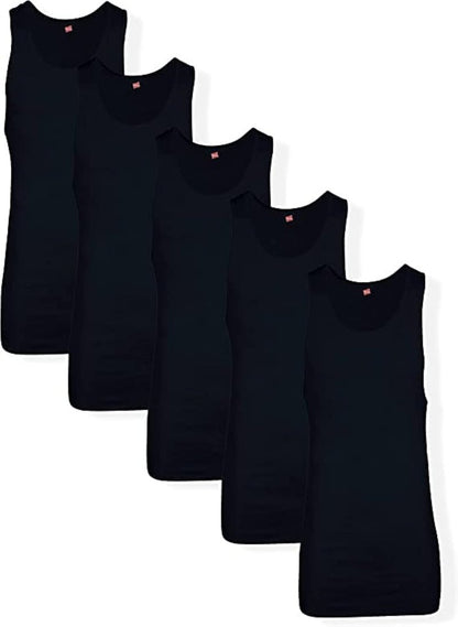 Hanes Men’s Tall 100% Cotton Ribbed Tank Tagless Undershirts, Multipack