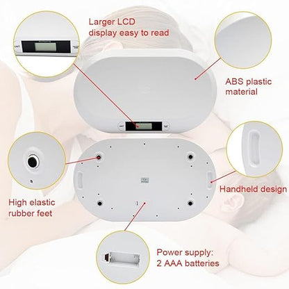 Digital Baby Scale, Infant Scale with LCD Screen, Multifunctional Pet Weight Scale for Cats and Dogs, 20kg/44lbs Load Capacity, Accurate 10g, Auto Off (Kg/Lbs/Stones)