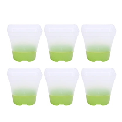 Yosoo Health Gear Nursery Pots with Drainage Holes 6 Sets Transparent Plastic Garden Pots Planter with Slipproof Silicone Base Lids, 3in Square Clear Plant Pot Reusable for Plants Starting