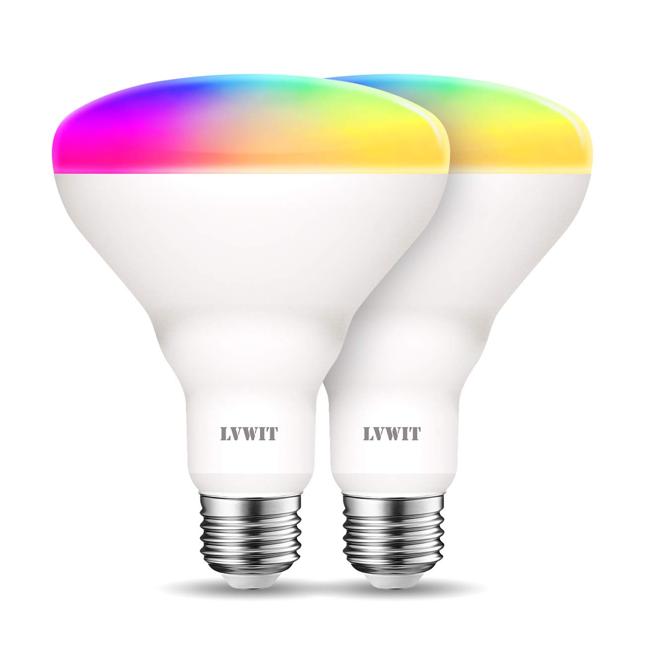 LVWIT Smart Light Bulbs Alexa, BR30 100W Equivalent, E26 Smart LED, Work with Google Assistant, Smart Life App, Tuya App, Dimmable 1300 Lumens RGB Color Changing Bulb (13W), No Hub Required, 4-Pack