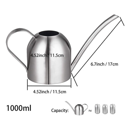 IMEEA Indoor Watering Can for House Plants 33oz/1L Brushed Stainless Steel Watering Can with Long Spout for Succulents, Bonsai