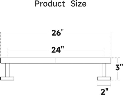 USHOWER Matte Black Towel Bar, 24-Inch Towel Rack for Bathroom Wall Mounted, Thicken SUS304 Stainless Steel Towel Rod Modern Home Decor (Total Length 26-Inch) (Pack of 2)