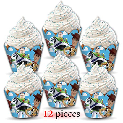 Toy Stry Cupcake Wrapper for Birthday Party -Inspired Cupcake Decoration& Space Hero Theme ? Fun Cupcake Holders for Baby Shower, First Birthday, or Toy-Themed Celebration ? Party Supplies
