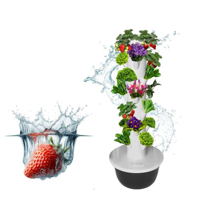 GRETEGO G&GO Hydroponics Growing System Kit, Aero Gardening System, Hydroponic Tower|28 Net Pots for Tomato, Green Salad, Strawberry Tower in Your Indoor Vegetable Garden