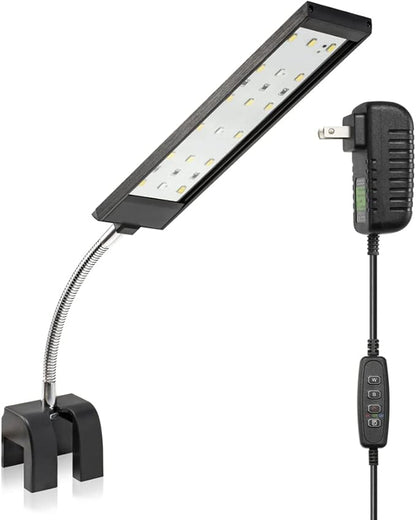 DaToo Aquarium Light Small LED Clip Light for Fish Tank 7W with Timer&Dimmer, 1 Yr Warranty