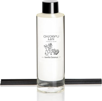 Vanilla Coconut Scented Oil Diffuser Refill 6.76 fl oz Natural Essential Oil for Reéd Diffuser Home Fragrance for Bedroom, Bathroom Home Decor