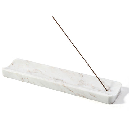 Koville Marble Incense Holder, Incense Holder for Sticks, Incense Sticks Holder Ash Catcher for Meditation Yoga SPA, Natural Stone Incense Burner, Home Table Decor (White&Gold)